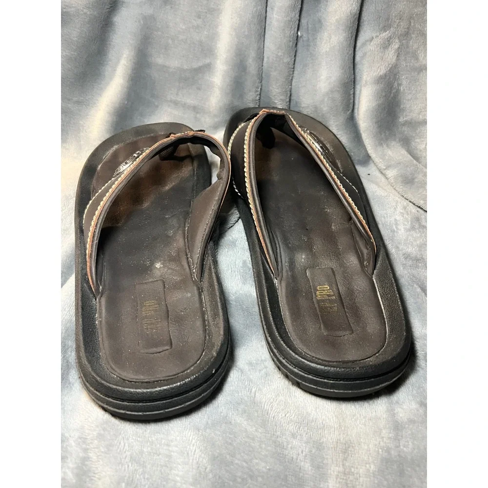 Zep-Pro Mens Leather Flip Flops Florida Gators Logo Sandals Black Size‎ 11
